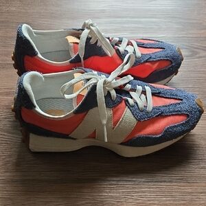 New Balance 327 Orange, Navy & Cream Sneakers